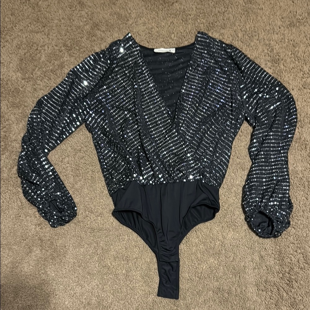 Sequin Black Bodysuit